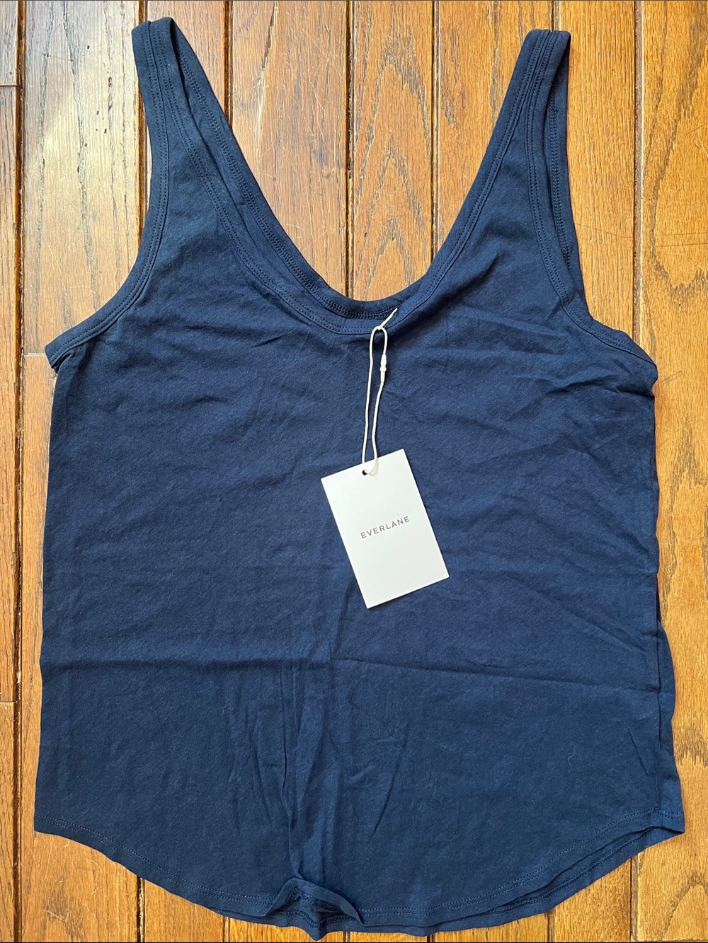 Everlane Navy Blue The Air Cami 100% Cotton Tank Top Size Small NWT